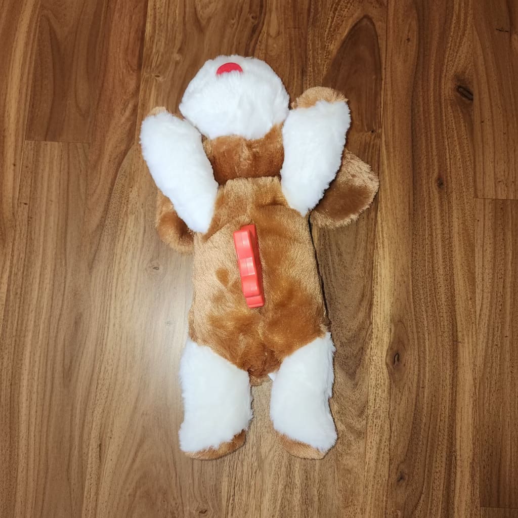 Peluche battement de cœur pour teckel - vue arrière avec poche sécurisée